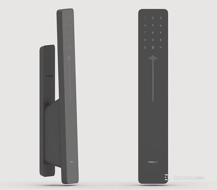 Smart Black Door Handle With Numeric Keypad Fingerprint Sensor And Modern Design 3d model 