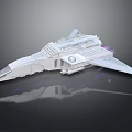 Futuristic Sci Fi Spaceship 3D Model With Silver Body Purple Engines And Aerodynamic Design