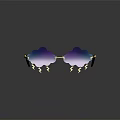 Stylish Cloud Shaped Sunglasses with Gradient Tinted Lenses Lightning Decorations Gold Frame and Black Temples