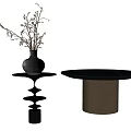 Coffee Table Side Table Low Table Round Table Coffee Table Decoration Table End View Table Plant Flower Vase Potted Plant 3d model