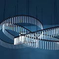 Modern Curved Circular Pendant Light With Slender White Illuminated Strips For Interior Design
