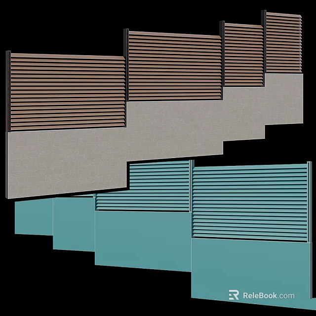 Modern Partition Design With Stripe Patterns And Layered Blue Brown Gray Structures 3d model