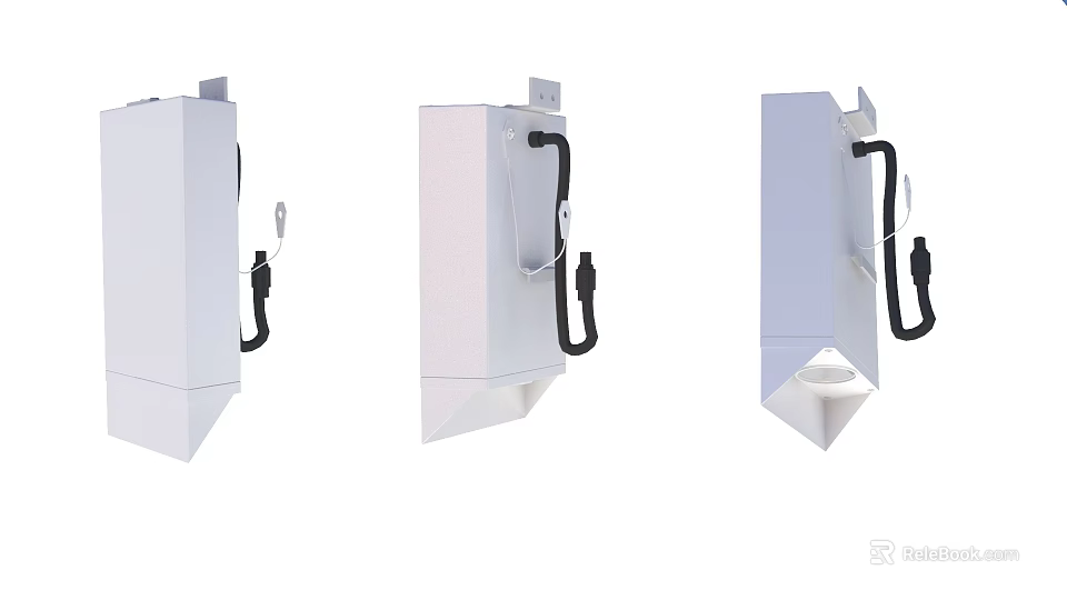 White Modern Wall Lights With Black Cables And Mounting Brackets Design 3d model