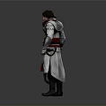 Man In Red And White Robe With Ornate Belt Standing In 3D Model Pose