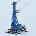 Blue Heavy Duty Industrial Crawler Crane With White Lattice Boom And Red Hook