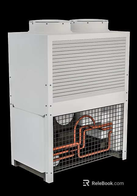 Vertical White Air Conditioner Fan With Grille Design And Metal Frame Structure 3d model 