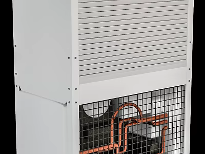 Vertical White Air Conditioner Fan With Grille Design And Metal Frame Structure 3d model