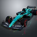 Teal Formula 1 Racing Car With Aramco Cognizant Sponsors And Streamlined Design