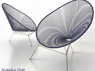 Stylish Acapulco Chair With Woven Design And Metal Frame For Indoor Outdoor Use 3d model