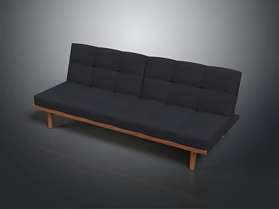 Modern Multi Person Sofa With Dark Gray Fabric And Wooden Legs Design Style 3d model
