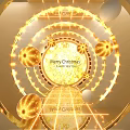 Golden Christmas New Year Event Passage With Illuminated Spheres And Lighting Decorations