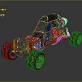 Off Road Sporty Vehicle With Large Tires Red Seat And Steel Frame Design