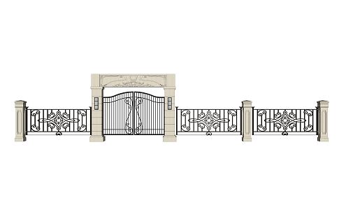 Jane Ou Gate Villa Courtyard Gate Head Fence 3d model