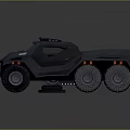Military Armored Truck With Six Wheels Open Cargo Bed And Roof Lights