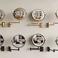 Modern Round Mirrors with Gold Black Metal Brackets Wall Mounted Home Decor