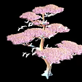 Artistic Pink Tree Featuring Fluffy Pink Foliage And Flying White Birds 3d model