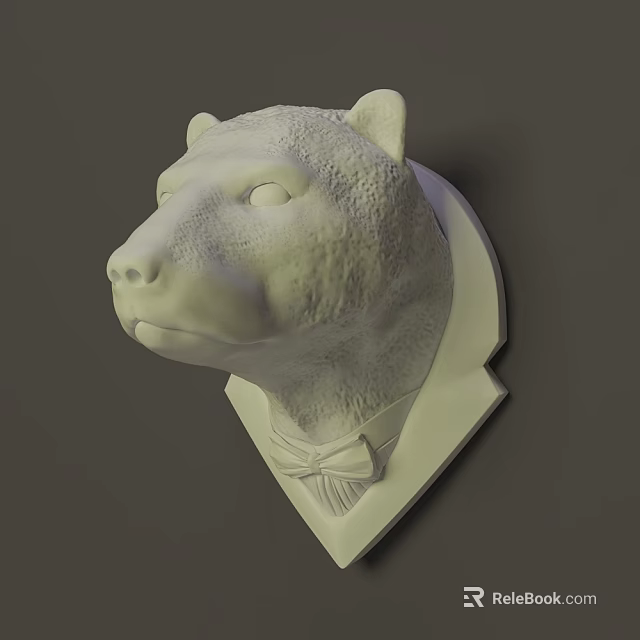 White Bear Head Sculpture as Animal Wall Decor with Bow Tie Accent 3d model