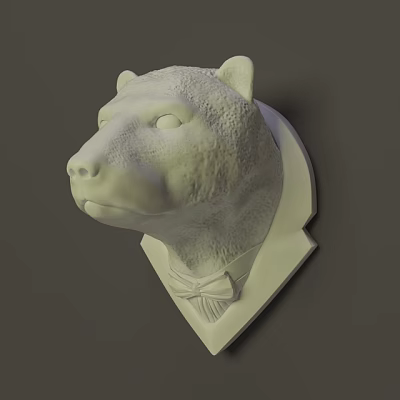 White Bear Head Sculpture as Animal Wall Decor with Bow Tie Accent 3d model White Bear Head Sculpture as Animal Wall Decor with Bow Tie Accent 3d model