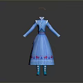 Blue Princess Dress Featuring Red Decorations Headband And Matching Shoes