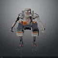 Mechanical Robot Design With White Gray Orange Body Mechanical Arms Legs And Control Panel