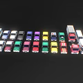 Colorful Model Toy Cars Including Sedans Trucks And Fire Engines On