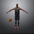 Brooklyn Nets Basketball Player In Black Number 7 Jersey With Red Shoes And Basketball