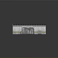 High Security Gate With Concrete Walls Spiked Top And Yellow Black Warning Tape