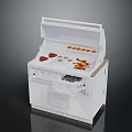 White Outdoor Grill With Multiple Grilling Areas Condiment Rack And Storage Cabinets
