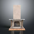 Traditional Stone Fireplace Interior Design With Mantel Firebox And Brick Base 3d model