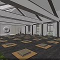 Zen Inspired Yoga Fitness Studio With Neatly Arranged Mats And Bright Interior