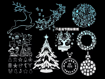 Christmas Ornaments Reindeer Sleigh Christmas Tree Wreath Ornament Balls Holiday Decor 3d model