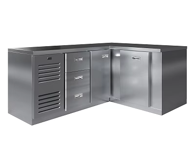 Stainless Steel Corner Built in Refrigerator Freezer for Commercial Kitchen Storage 3d model