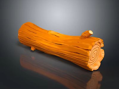Natural Wooden Log Showcasing Detailed Grain Texture And Smooth Surface On Dark Background 3d model