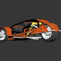 Futuristic Orange Motorcycle With Sleek Body Transparent Windshield And White Wheels