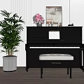 Black Piano With Bench And Music Sheet Near Painting And Art Supplies In Modern Room