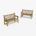 Two Wooden Leisure Chairs With Backrest And Armrests For Outdoor Garden Use