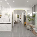 Modern Kids Friendly Hair Salon Interior With Stylish Chairs And Green Plants