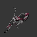 Maroon Chopper Motorcycle With Long Handlebars Black Seat And Chrome Details On Gray Background