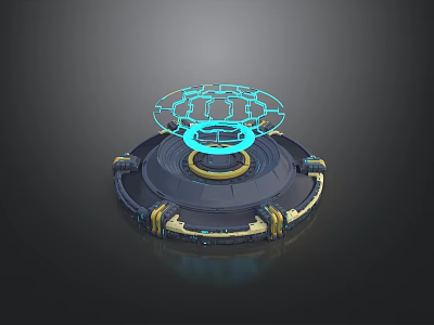 Advanced Holographic Projection Device With Circular Base And Blue Hologram 3d model
