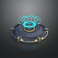 Advanced Holographic Projection Device With Circular Base And Blue Hologram