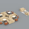 Modern Beige Sofa Coffee Table Set With Orange Seats And White Tables In Living Room