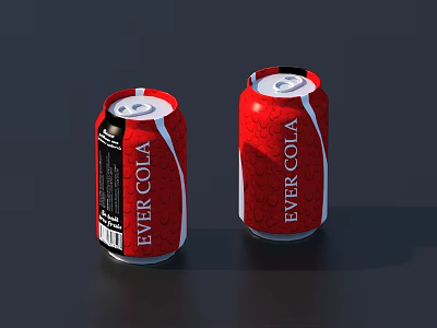 Refreshing EVER COLA Beverage in Two Red Aluminum Cans with Brand Label 3d model