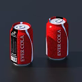 Refreshing EVER COLA Beverage in Two Red Aluminum Cans with Brand Label