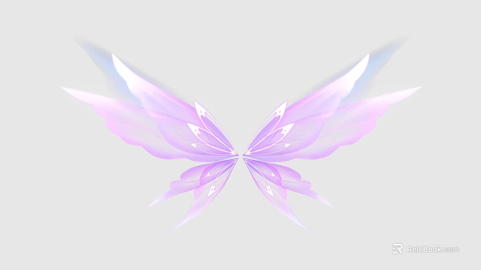 Dreamy Pink And Purple Butterfly Wings Wall Decor With Delicate Gradient Design 3d model 