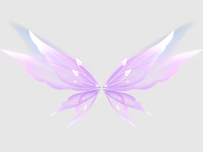 Dreamy Pink And Purple Butterfly Wings Wall Decor With Delicate Gradient Design 3d model