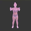 Woman With Purple Hair Lifting Blue Dumbbells In Activewear During Workout