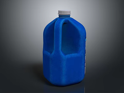 Blue Plastic Water Bottle With White Cap And Two Handles On Gray Gradient Background 3d model