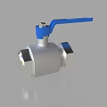 Pipe Ball Valve Fitting with Silver Metal Body and Blue Handle Design