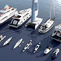 Luxury Yachts And Boats On Blue Water