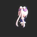Cute Pink Haired Cat Ear Character With Blue Circle Dragon Creature Design Art 3d model